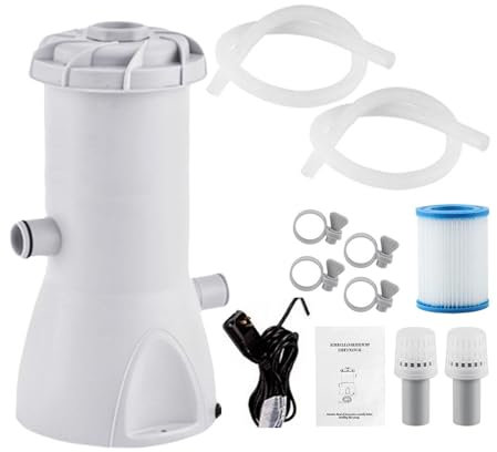 Milageto Bomba de filtro de piscina de 1000 galones, filtro de piscina, bomba de cartucho Premium, ligera con filtro, bomba de agua eléctrica