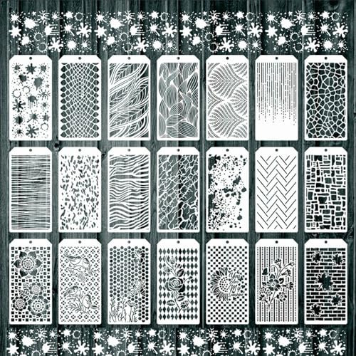 WOFEU 21 Stück Malerei Schablonen - Pflanzen & Möbel Dekorative Schablonen für Holz DIY & Stoff Home Décor