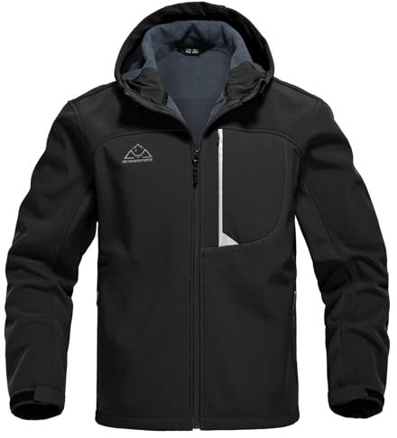 Rdruko Veste softshell imperméable pour homme - Veste fonctionnelle doublée en polaire - Veste d'hiver - Veste de randonnée - Veste d'extérieur - Coupe-vent - Veste d'hiver - Veste de loisirs, Noir ,