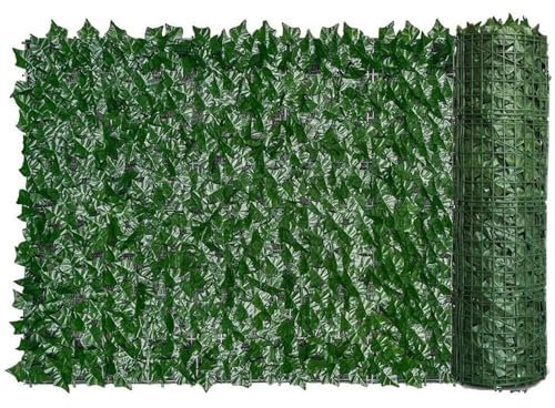 Valla de seto artificial de 1 x 5 m, hojas de hiedra verde, revestimiento de balcón, decoración de césped, fondo decorativo, protección de privacidad, para balcón, opción de 10 m