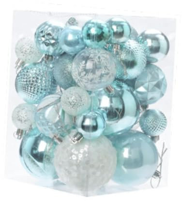Milageto 36 Pezzi Decorazioni per L'Albero di Natale Ornamenti con Palline di Natale Palline di Natale Decorative infrangibili per la Porta della Porta della, Bianco Azzurro Chiaro