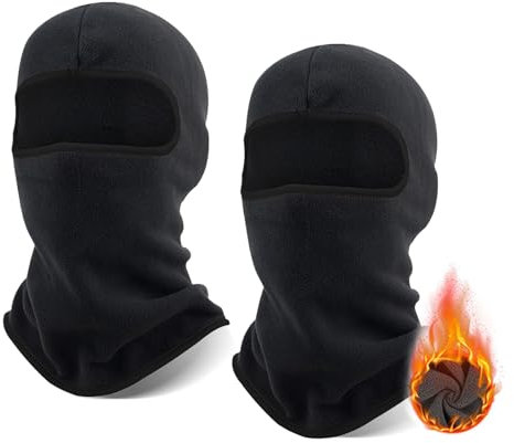 SEFIRST 2 Pièces Cagoule Moto Polaire Balaclava Hiver, Masque De Ski, Coupe-Vent Cagoule Multifonction, Chaud & Couvre-Visage Respirant pour Homme Femme, Masque Cache-Cou pour la Cyclisme, Noir