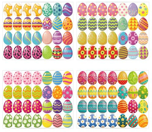256 Stück Ostern Aufkleber, Ostereier Deko Sticker, Kinder Selbstklebend Osteraufkleber, DIY Basteln Deko Ostereier Aufkleber Set, für Jungen und Mädchen zum Ostern Deko Basteln Karten Geschenk
