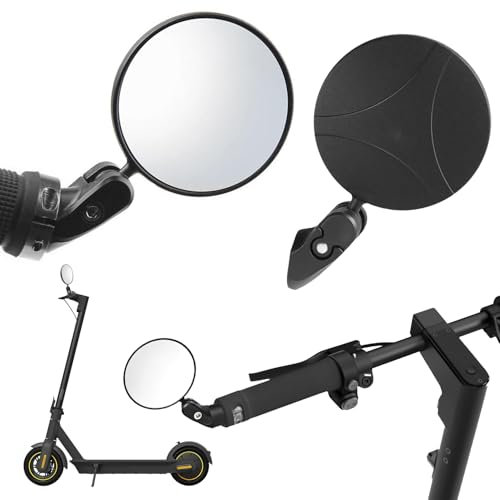 2 Stück E-Scooter Rückspiegel, HD Mini Rückspiegel, verstellbar 360° drehbar einklappbar Spiegel konvex optimale Sicht nach hinten passend, Universal spiegel für E-Scooter Lenker 17.4-22 mm