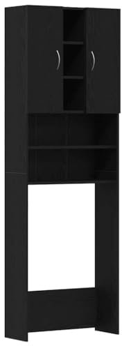 vidaXL Waschmaschinenschrank Schwarz Eichen-Optik 64x25,5x190 cm