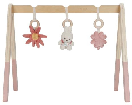 nijntje miffy x Little Dutch NIJN360 Holz Baby Gym Spieltrapez mit Stoff Anhängern Hase Miffy - Lucky Blossom