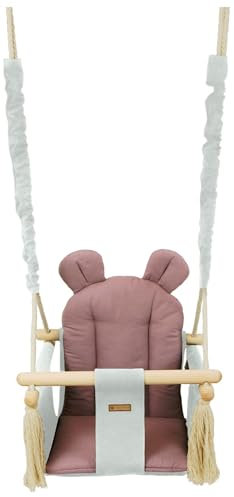 Kinderschaukel Babyschaukel Indoor-Schaukel Hängeschaukel Sitzschaukel Hängesitz (Muster: rosa, silberfarben)