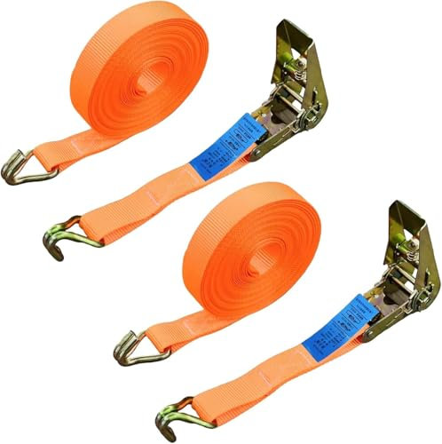 2 Pièces 10m Sangle d'Arrimage, BetterJonny Sangle à Cliquet avec Crochets, 1000KG Sangle de Fixation,Largeur de Sangle 25 mm,Sangle à cliquet avec cliquet pour Fixation Voiture,Moto,Bagage