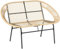 Outsunny 2-Sitzer Gartenbank Polyrattan, wetterfest Sitzbank im Rattanflecht-Design, UV-Beständig Gartenmöbel mit Rückenlehnen, Parkbank 260kg belastbar, für Balkon Terrasse, Garten 126x72x83cm, Khaki