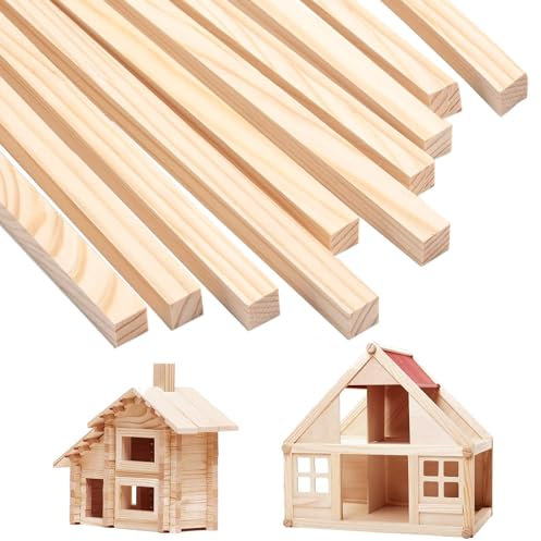 10 tacos cuadrados de madera de 15 x 300 mm para manualidades, palos de madera sin terminar, DIY, decoración del hogar (15 mm)