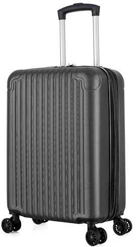 R.Leone Valigia 55x35x25 cm Trolley Bagaglio a mano 4 Ruote in ABS Air Asia, Air France, ita airways e KLM 318 (Grigio, Valigia 55x35x25 cm)