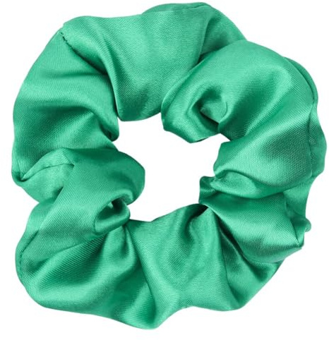 4 Stück Damen Satin Haargummi,Seiden Haarband Weich Elastisch Hair Scrunchies Stoff Haargummis Haarbänder Pferdeschwanz-Halter Haarschmuck für Frauen Feine und Dicke Haare,Grün B