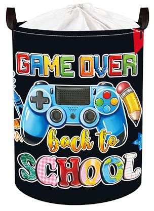 Clastyle Spiel Kinder Wäschekorb mit Henkel Faltbar Kleidung Spielzeug Aufbewahrungskorb Jungen Mädchen Aufbewahrungsbox für Babyzimmer Bad, Schule Schwarz, 36x45 cm