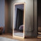 SIRHONA Miroir sur Pied LED 160x60cm, Miroir Pleine Longueur avec 3 Couleurs, Dimmable, Mémoire, Port USB, Montage Accrocher ou Placer, Antichute
