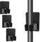 3 Pcs Mop Broom Holder Wall Mounted Mop Holder with Hooks Black Stainless Steel Self-Adhesive Broom Holder No drilling required Suitable for kitchens closets bathrooms garages gardens utility room acc