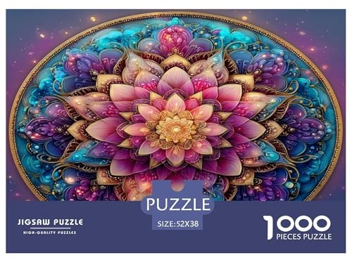 Puzzle 1000 Teile Erwachsene, Bunte Mandala, Spiel Herausforderung, Künstlerische Pflanzen, Perfect for Game Nights, Unmögliches Lern Herausforderung Legespiel 52x38cm/1000pcs