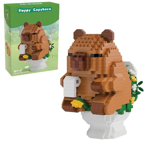 KWHSUN Capybara Bausteine Set,Cartoon Mini Bausteine,Capybara Bauspielzeug Tier Blöcke Micro Building Klemmbausteine Set,DIY Building Blocks mit Handbuch,Geschenk Für Erwachsene