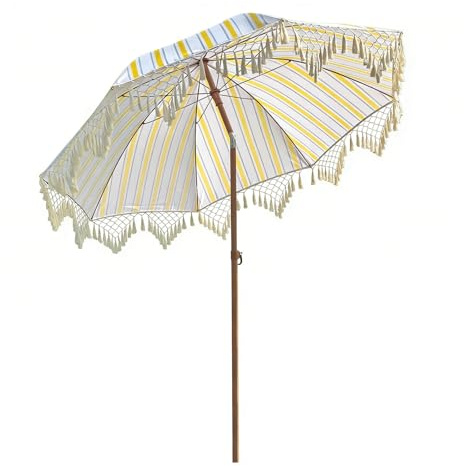 HSHBGS Parasol de terrasse 2m, Parasol rond inclinable, Hauteur réglable, Protection UV 50+ d'extérieur pour balcon, jardin et terrasse, Pied non inclus(Yellow)