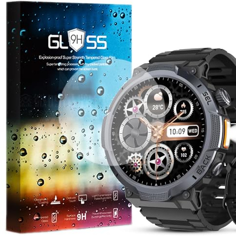 GreeSea [3 Pedazo] Protector De Pantalla De Cristal Templado Compatible para Smartwatch TIMU Reloj Inteligente Hombre 1.53 (3 Pedazo Protector)
