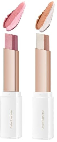 GXGM 2 Pezzi Matitone Ombretto Occhi,Ombretto Stick Occhi Doppio colore 2 in 1,2 Colori Crema Impermeabile Ombretti Stick, Brillantemente Lunga Durata Shimmer Penna Ombretti（B）