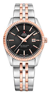 Swiss Military by Chrono Damen Uhr Armbanduhr Quarzwerk mit Edelstahl Metallarmband Analoge Damenuhr Silber Rosegold SM34066.06