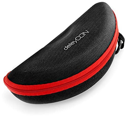 deleyCON Custodia per Occhiali Rigida in Materiale Duro a Guscio Borsa per Occhiali Astuccio per Occhiali Rigido da Sport da Ciclismo da Lettura da Sole Panno per la Pulizia Degli Occhiali - Rosso