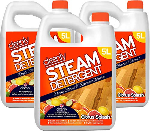 Cleenly Steam Detergent for Steam Mops (15 litres) - Citrus Splash - Suitable for All Hard Floors - Great for Homes with Pets