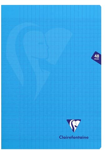 Clairefontaine 323101C - Heft Mimesys, DIN A4, 21x29,7cm, 24 Blatt 90g, französische Lineatur Seyès, Einband aus Polypropylen, Blau, 1 Stück