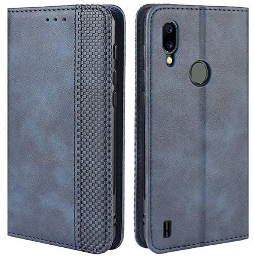 HualuBro Cover per Blackview A60 PRO, Flip Cover a Libro in Retro PU Pelle Magnetica Antiurto Case Portafoglio Custodia per Blackview A60 PRO 2019 Cover (Blu)
