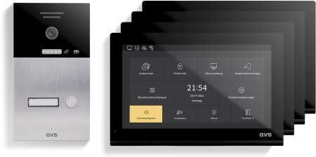 GVS - IP Video Türsprechanlage mit Türöffner, HD Kamera, 4X 10 Zoll Monitor & App - Smarte Video Türklingel mit Kamera & Gegensprechanlage für 1 Familienhaus (AVS5508A)