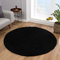 Impression Teppich Rund - Perfect Teppiche fürs Wohnzimmer, Flur, Schlafzimmer, Kinderzimmer, Babyzimmer - Hochwertiger Öko-Tex Zertifizierter Flächenteppich - Solid Color Schwarz - 150 cm Rund