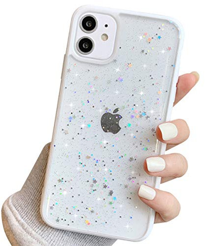 Ownest Compatible for iPhone 11 Case Phone Case Glitter Clear Sparkly Bling Star for Women Girls Soft TPU Shockproof Anti-scratch Protective Phone Cases for iPhone 11-White