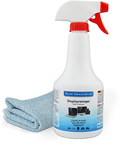 Blum Manufaktur - Nettoyant pour écran de 500 ml + chiffon en microfibre 30 x 30 cm - Nettoyant d'écran pour un nettoyage sans traces de tous les écrans et écrans.
