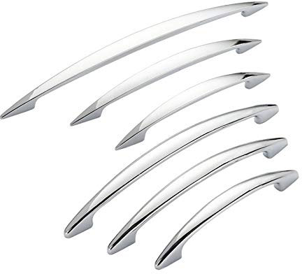 Bogen Design Schrank Tür Schublade Griff, 96/128/160/192/224/256mm Schraubenabstand Chrom Möbelgriff für Küche Schrank Tür, Schlafzimmer Schublade Schublade