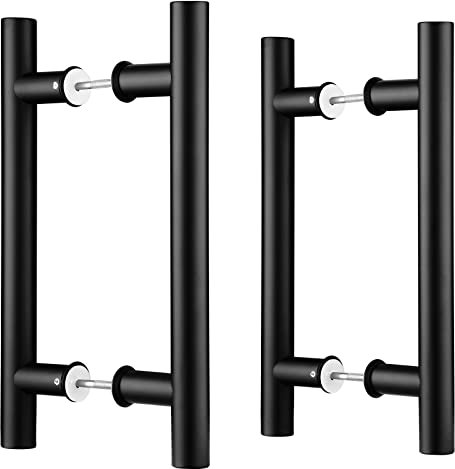 EaseLife Beidseitige Griffstangen zum Drücken und Ziehen, H-förmig, matt-schwarz, Edelstahl, geeignet für Glas- und Holztüren, 30 cm, 2er-Pack