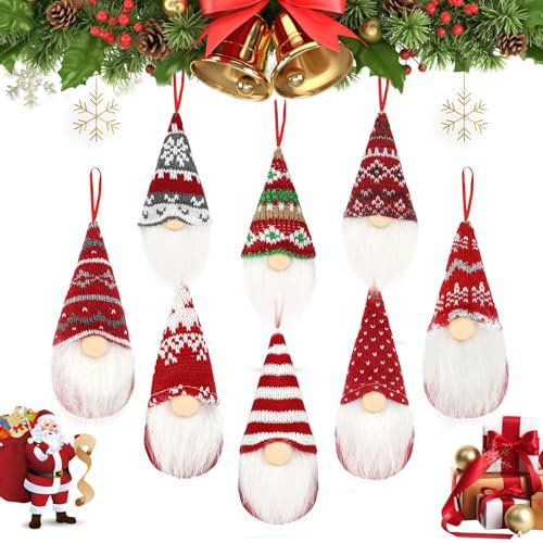 FHzytg 8 Stück Weihnachtsbaumanhänger Wichtel Figuren Klein Wichtel Weihnachten,Weihnachtswichtel Anhänger Deko GNOME Weihnachten Hängend Ornamente Weihnachtswichtel für Weihnachtsbaum deko
