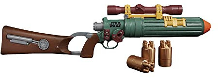 NERF LMTD Star Wars Boba Fett EE-3 Blaster, Das Buch von Boba Fett, Fernrohr, 3 Trommeln, 12 NERF Elite Darts Mehrfarbig, Estándar
