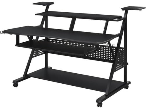 Acme Furniture Metal and Wooden Music Desk with Wheels, Black
