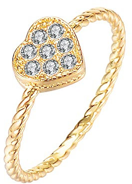 Mytys Stapelbare Ringe mit 18K-Vergoldung für Damen–Gold Herz Personalisiert Ring–Schlicht Schmal Damenring mit Zirkonoxid (Herz Gold, 7(57mm))