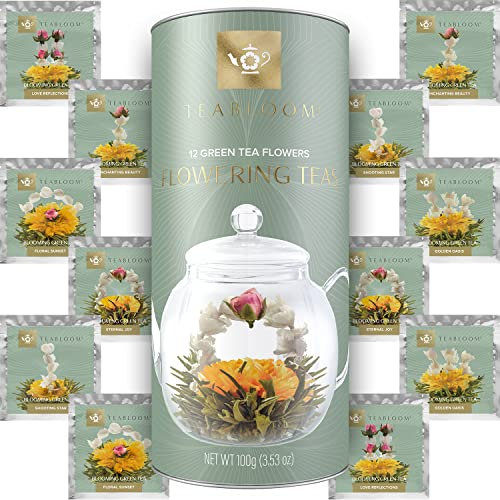 Teabloom Collection de Thés Fleuris – 12 Thés Fleuris Assortis dans une Élégante Boîte à Thé Cadeau