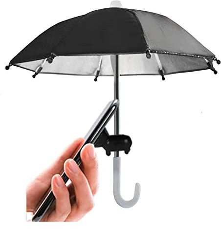 Phone Umbrella Suction Cup Stand ,Phone Umbrella for Sun Shad,Outdoor Anti-Glare Cell Phone Cute Sunshade Holder，Car Navigation Sun Shade Visor,Sun Hood Shield Block Glare (Black)