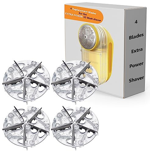 Pionix Cuchillas de repuesto extra Power para quitar pelusas (4 unidades), se utilizan para reemplazar las cuchillas de la afeitadora de tela Pionix - El mejor removedor de pastillas de pelusa para