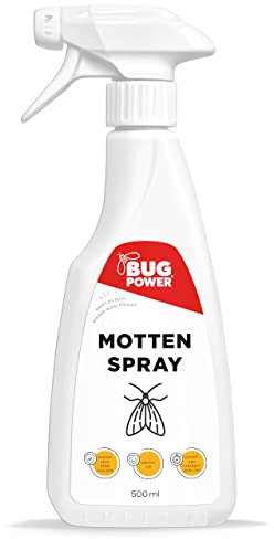 BugPower Motten Spray 500ml - Sofort- und Langzeitwirkung - Ungezieferspray mit Knock-down-Effekt - Insektenspray gegen alle Motten