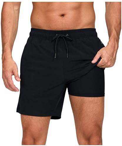 outfit spring Bañador Hombre Secado Rápido con Bolsillo, Pantalones Cortos de Natación 2 en 1 con Forro de Compresión, Bañadores Deportivos para Playa, Piscina y Entrenamiento