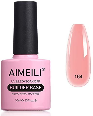 AIMEILI Gel Nail Polish, 8 in 1 Builder Base Gel Sheer Color UV LED Soak Off Nail Art Manicure Pedicure Ideal for Salon Studios & Home Use, Long Lasting & Easy to Apply - (164) 10ml