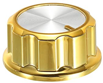 sourcing map Potentiometer Control Knob ABS Guitar Knob for 6mm D Type Shaft Electric Guitar Power Amplifiers Stereos,Bass Volume Tone 180 Degrees Rotary Knob Gold Silver 1PCS