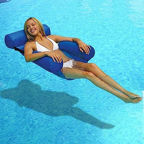 Faltbare aufblasbare Liege mit Netz-Hängematte, schwimmende Doppelnutzungs-Rückenlehne, schwimmende Reihe, Wasser-Erholungsliege, schwimmendes Bettsofa,Blue