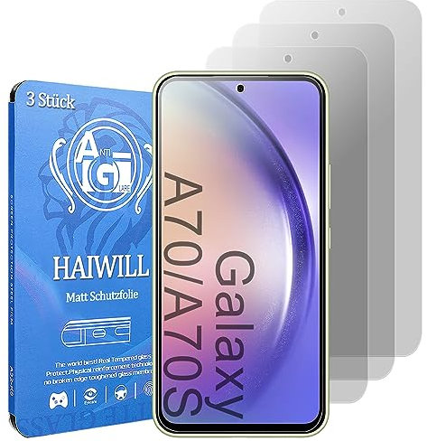 HAIWILL 3 Stück Matt Schutzfolie für Samsung Galaxy A70 / A70S Anti-Fingerabdrück Anti-Reflex 9H Displayschutz Matt Gehärtetes Glas Blendschutz Hartglas für Samsung Galaxy A70 / A70S, 6.7