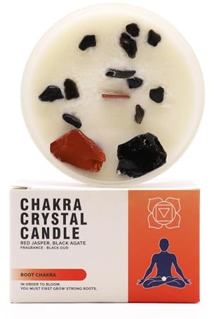 Ancient Wisdom Chakra-Kristallkerzen, Sojawachs, 10 x 6 cm, 23 Stunden Brenndauer (Wurzelchakra)