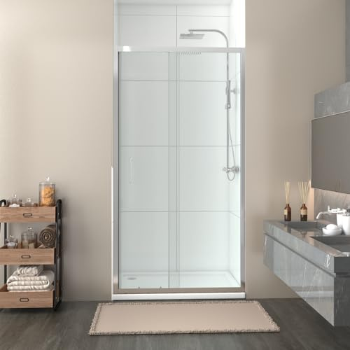 NRG 1100 x 1900mm Shower Enclosures Single Sliding Shower Door Chrome Framed